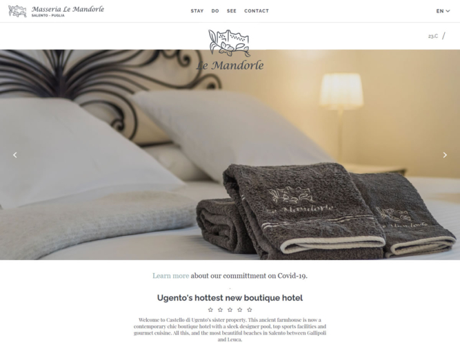 Masseria Le Mandorle built using WordPress, web design by Convoy Media