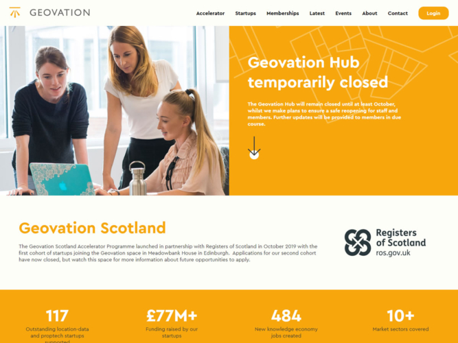 Geovation built using WordPress, web design by Convoy Media